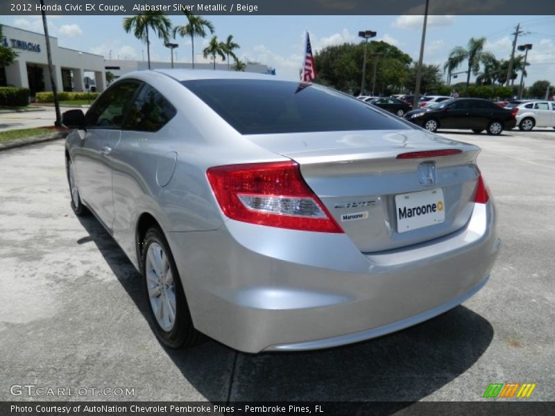 Alabaster Silver Metallic / Beige 2012 Honda Civic EX Coupe