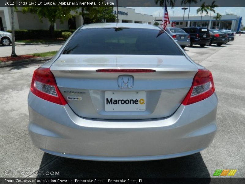 Alabaster Silver Metallic / Beige 2012 Honda Civic EX Coupe