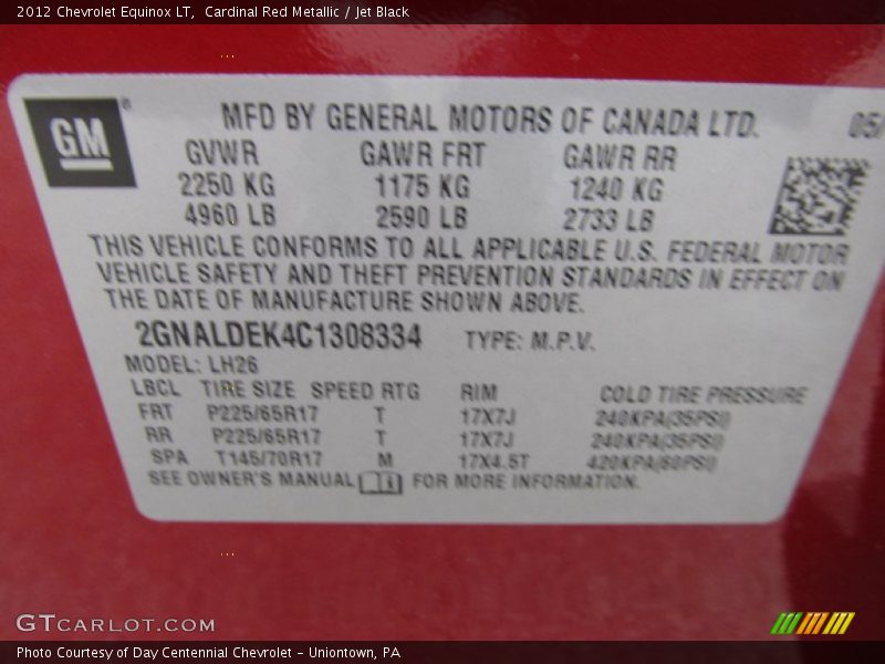 Cardinal Red Metallic / Jet Black 2012 Chevrolet Equinox LT