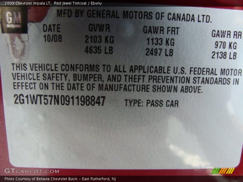 Red Jewel Tintcoat / Ebony 2009 Chevrolet Impala LT
