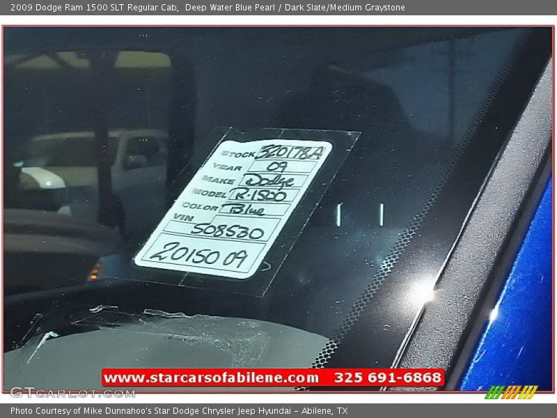 Deep Water Blue Pearl / Dark Slate/Medium Graystone 2009 Dodge Ram 1500 SLT Regular Cab