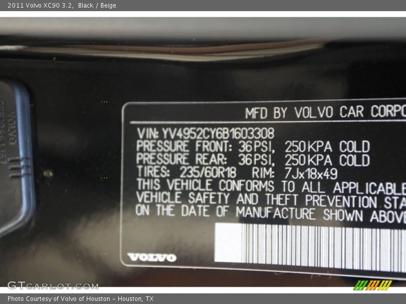 Black / Beige 2011 Volvo XC90 3.2