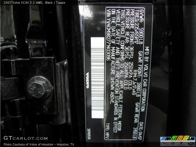 Black / Taupe 2007 Volvo XC90 3.2 AWD