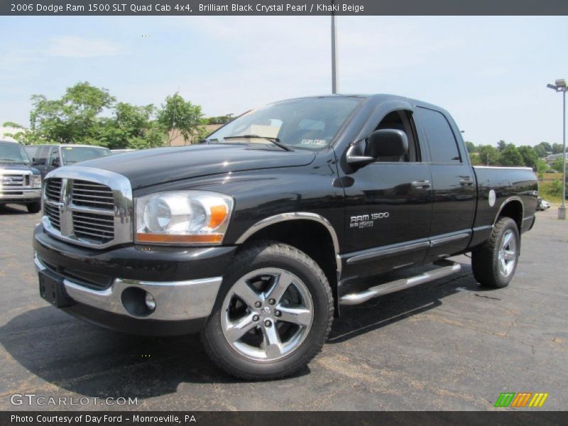 Brilliant Black Crystal Pearl / Khaki Beige 2006 Dodge Ram 1500 SLT Quad Cab 4x4