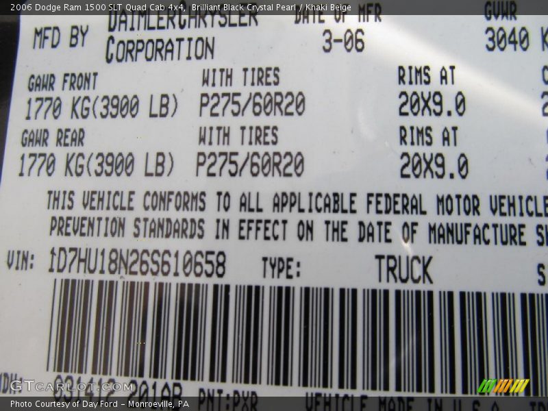 Brilliant Black Crystal Pearl / Khaki Beige 2006 Dodge Ram 1500 SLT Quad Cab 4x4