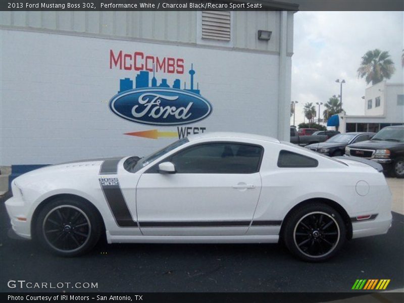 Performance White / Charcoal Black/Recaro Sport Seats 2013 Ford Mustang Boss 302