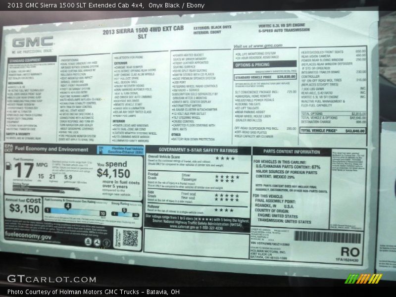 Onyx Black / Ebony 2013 GMC Sierra 1500 SLT Extended Cab 4x4