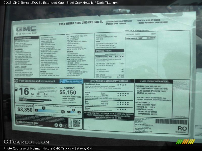Steel Gray Metallic / Dark Titanium 2013 GMC Sierra 1500 SL Extended Cab