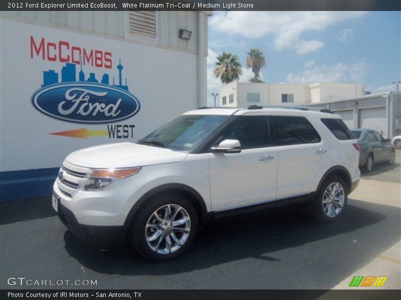 White Platinum Tri-Coat / Medium Light Stone 2012 Ford Explorer Limited EcoBoost
