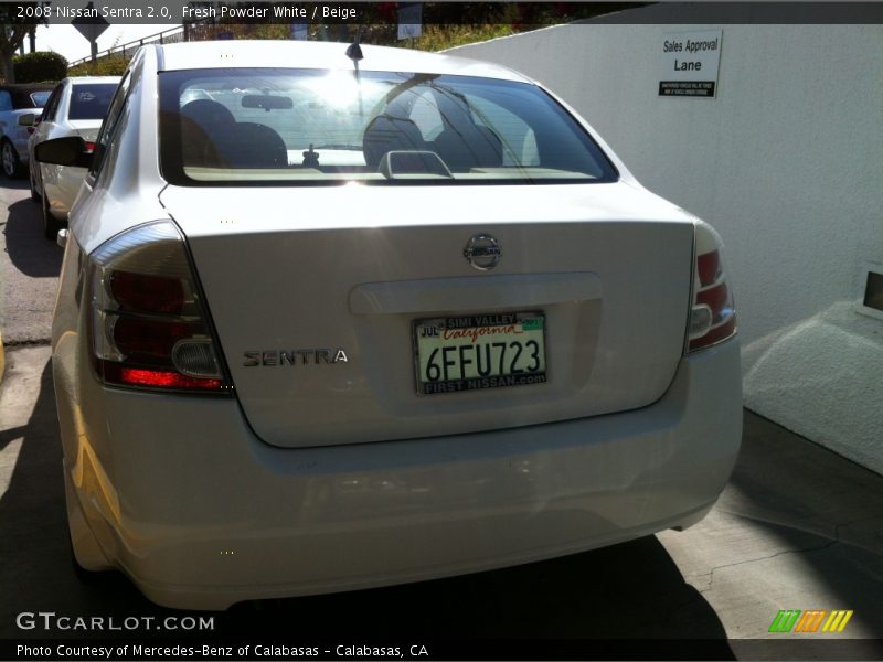 Fresh Powder White / Beige 2008 Nissan Sentra 2.0