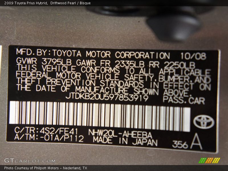 Driftwood Pearl / Bisque 2009 Toyota Prius Hybrid