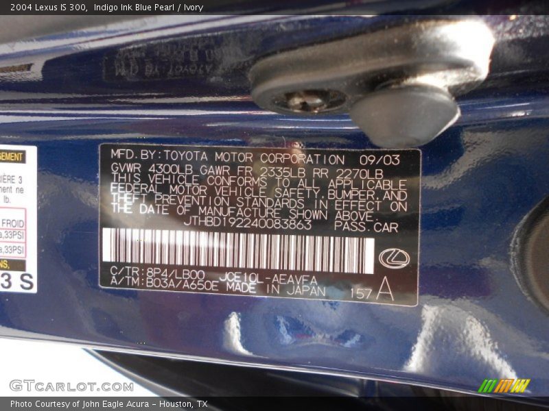 Indigo Ink Blue Pearl / Ivory 2004 Lexus IS 300