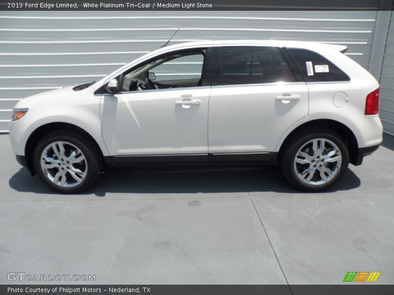 White Platinum Tri-Coat / Medium Light Stone 2013 Ford Edge Limited