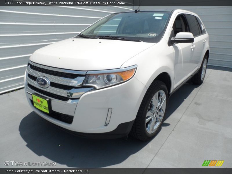 White Platinum Tri-Coat / Medium Light Stone 2013 Ford Edge Limited
