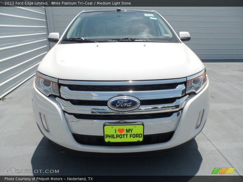 White Platinum Tri-Coat / Medium Light Stone 2013 Ford Edge Limited