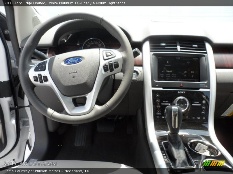 White Platinum Tri-Coat / Medium Light Stone 2013 Ford Edge Limited