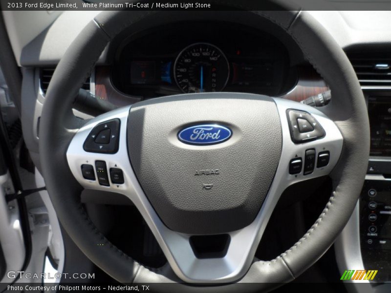 White Platinum Tri-Coat / Medium Light Stone 2013 Ford Edge Limited