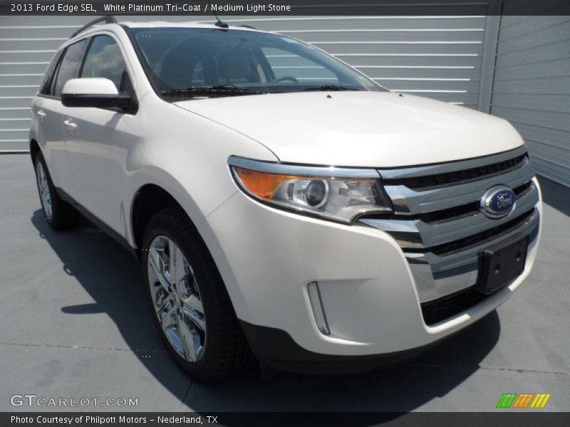 White Platinum Tri-Coat / Medium Light Stone 2013 Ford Edge SEL