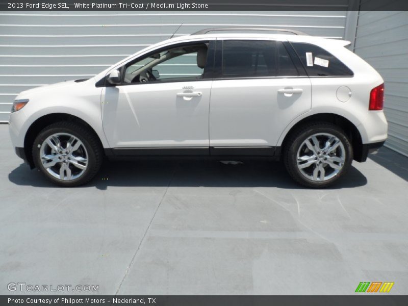 White Platinum Tri-Coat / Medium Light Stone 2013 Ford Edge SEL