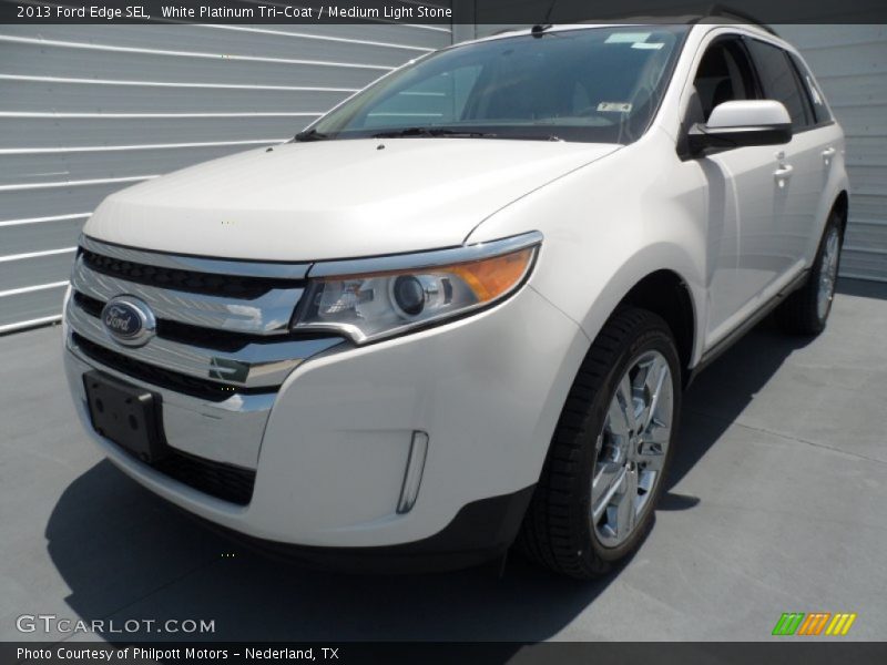 White Platinum Tri-Coat / Medium Light Stone 2013 Ford Edge SEL