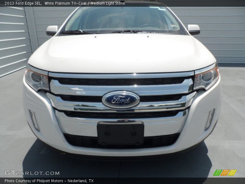 White Platinum Tri-Coat / Medium Light Stone 2013 Ford Edge SEL