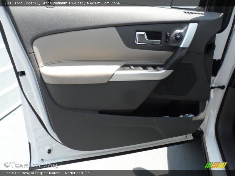 White Platinum Tri-Coat / Medium Light Stone 2013 Ford Edge SEL