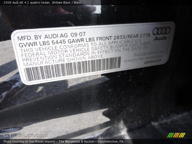 Brilliant Black / Black 2008 Audi A6 4.2 quattro Sedan