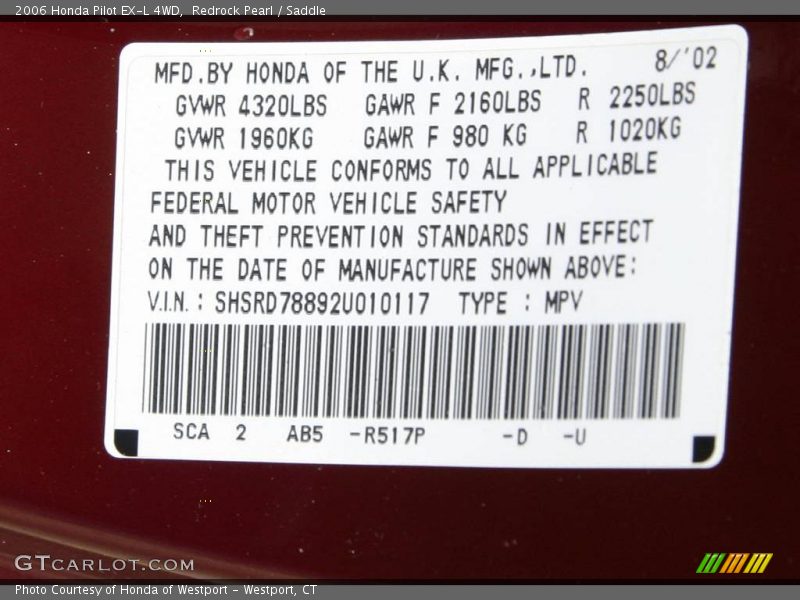 Redrock Pearl / Saddle 2006 Honda Pilot EX-L 4WD