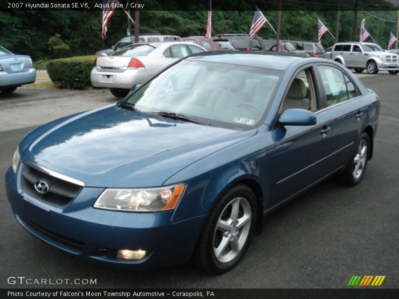 Aqua Blue / Gray 2007 Hyundai Sonata SE V6