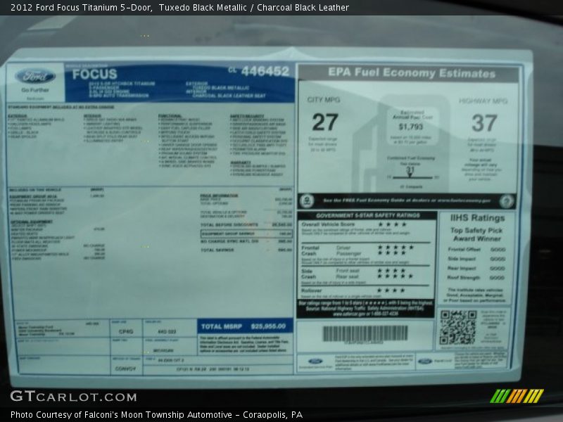  2012 Focus Titanium 5-Door Window Sticker