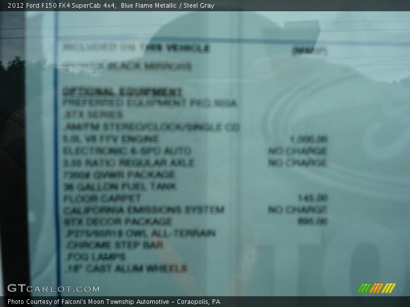 Blue Flame Metallic / Steel Gray 2012 Ford F150 FX4 SuperCab 4x4