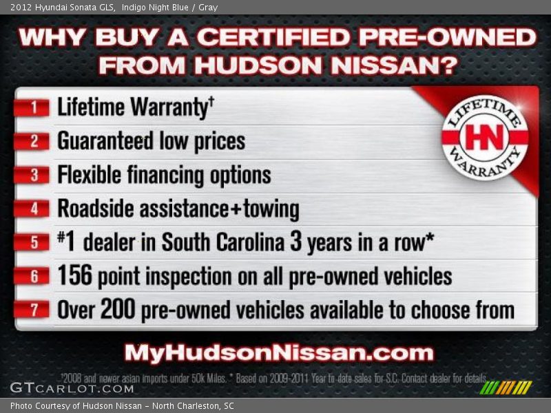 Indigo Night Blue / Gray 2012 Hyundai Sonata GLS