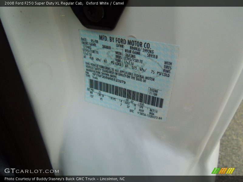 Oxford White / Camel 2008 Ford F250 Super Duty XL Regular Cab