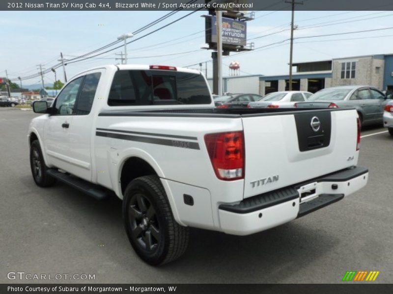 Blizzard White / Sport Apperance Gray/Charcoal 2012 Nissan Titan SV King Cab 4x4