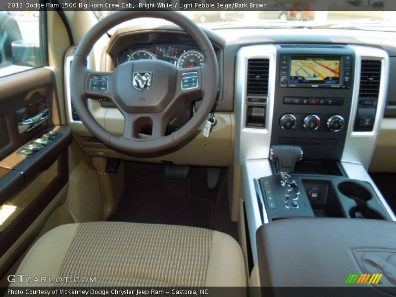 Bright White / Light Pebble Beige/Bark Brown 2012 Dodge Ram 1500 Big Horn Crew Cab
