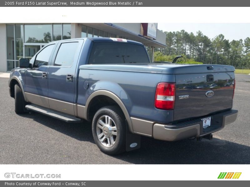 Medium Wedgewood Blue Metallic / Tan 2005 Ford F150 Lariat SuperCrew