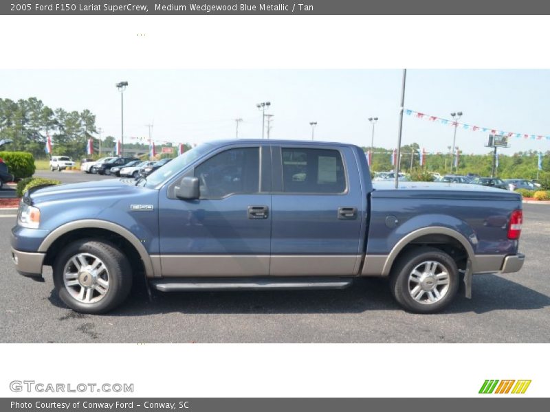 Medium Wedgewood Blue Metallic / Tan 2005 Ford F150 Lariat SuperCrew
