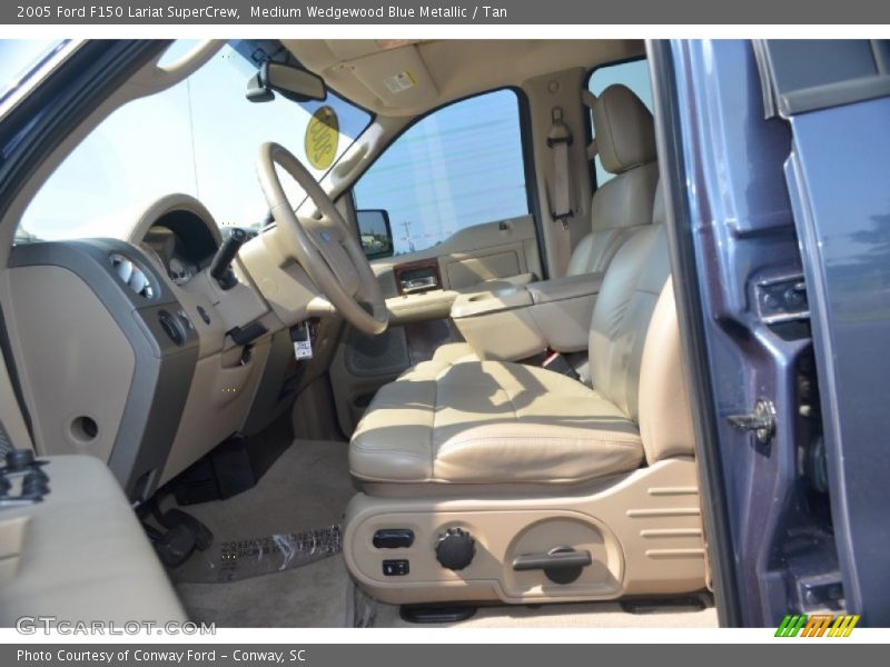 Medium Wedgewood Blue Metallic / Tan 2005 Ford F150 Lariat SuperCrew