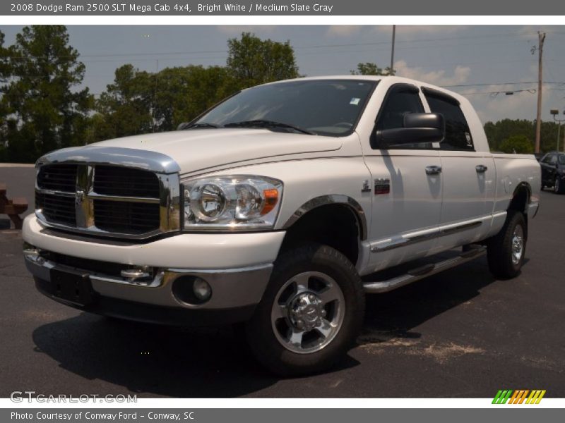 Bright White / Medium Slate Gray 2008 Dodge Ram 2500 SLT Mega Cab 4x4