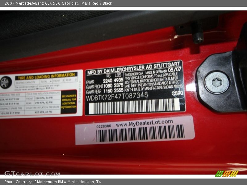 Mars Red / Black 2007 Mercedes-Benz CLK 550 Cabriolet