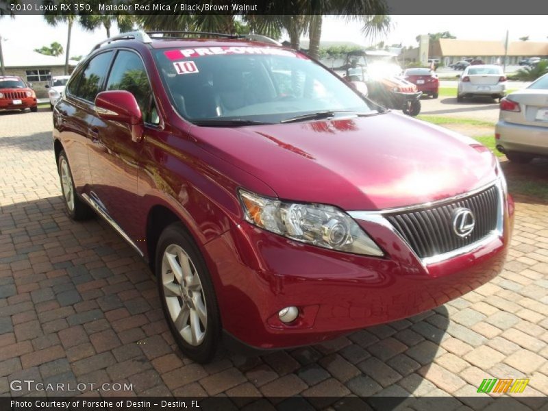 Matador Red Mica / Black/Brown Walnut 2010 Lexus RX 350