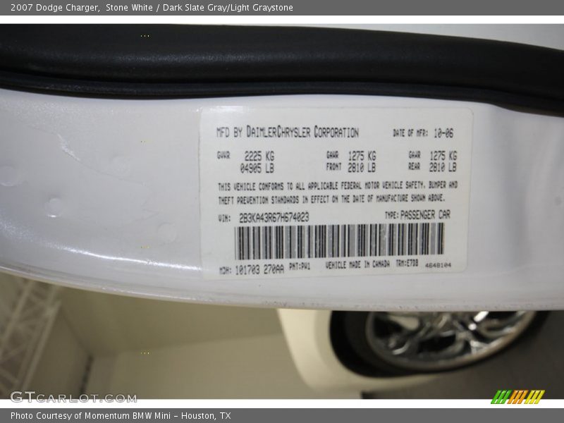 Stone White / Dark Slate Gray/Light Graystone 2007 Dodge Charger