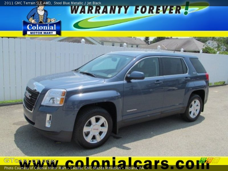 Steel Blue Metallic / Jet Black 2011 GMC Terrain SLE AWD
