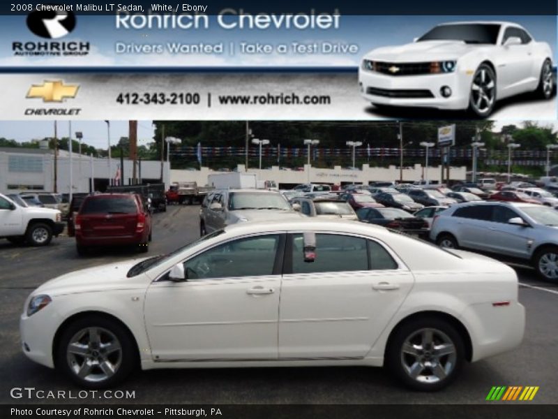 White / Ebony 2008 Chevrolet Malibu LT Sedan