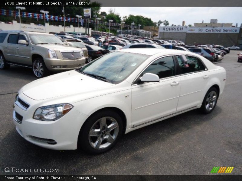 White / Ebony 2008 Chevrolet Malibu LT Sedan