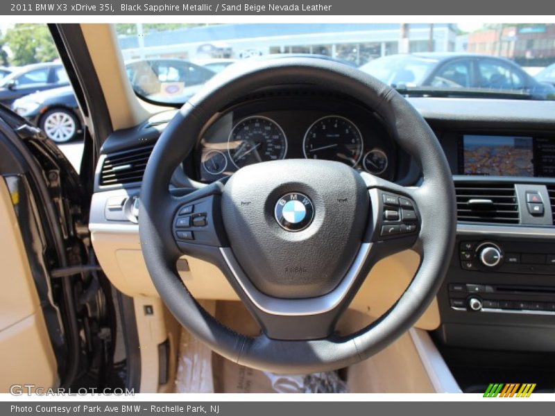 Black Sapphire Metallic / Sand Beige Nevada Leather 2011 BMW X3 xDrive 35i
