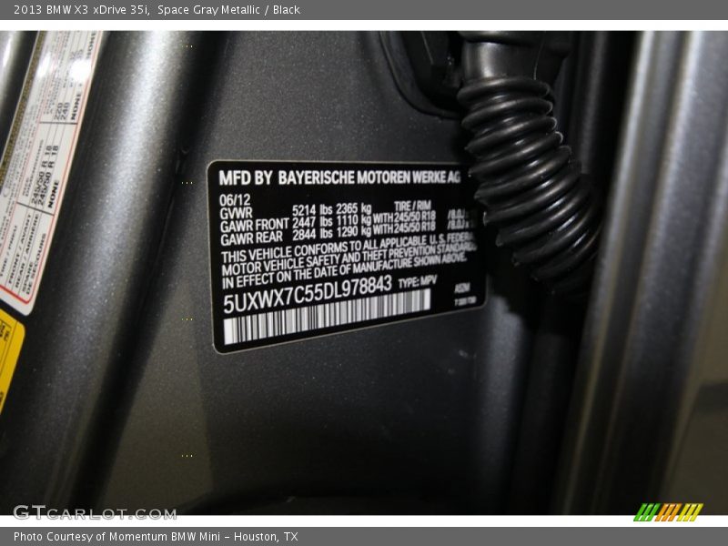 Space Gray Metallic / Black 2013 BMW X3 xDrive 35i
