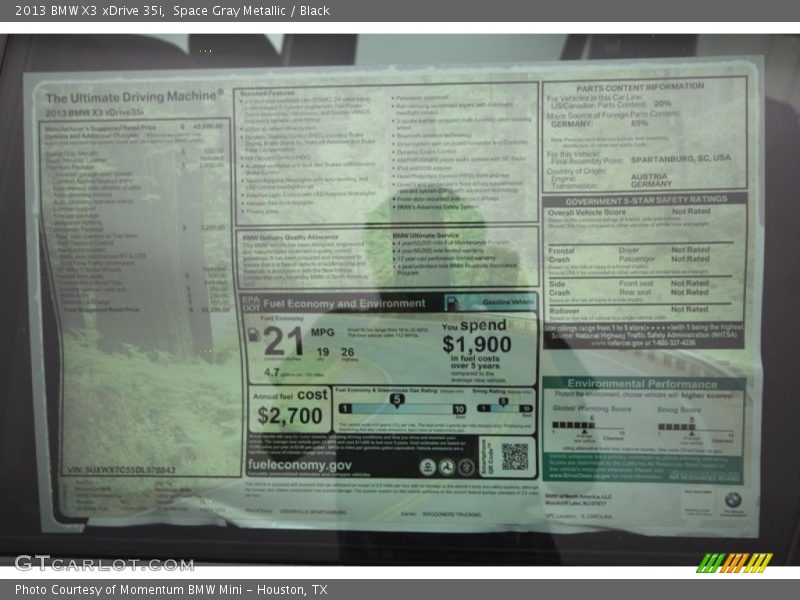 Space Gray Metallic / Black 2013 BMW X3 xDrive 35i