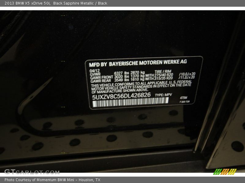 Black Sapphire Metallic / Black 2013 BMW X5 xDrive 50i