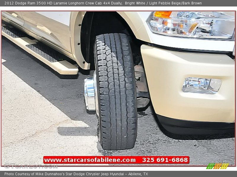 Bright White / Light Pebble Beige/Bark Brown 2012 Dodge Ram 3500 HD Laramie Longhorn Crew Cab 4x4 Dually